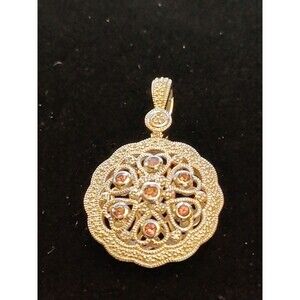 925 Diamond & Pink Tourmaline W/ Pave' Border 1" Dia